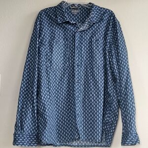 L.L. Bean Signature Size XL Blue Patterned Shirt 100% Cotton